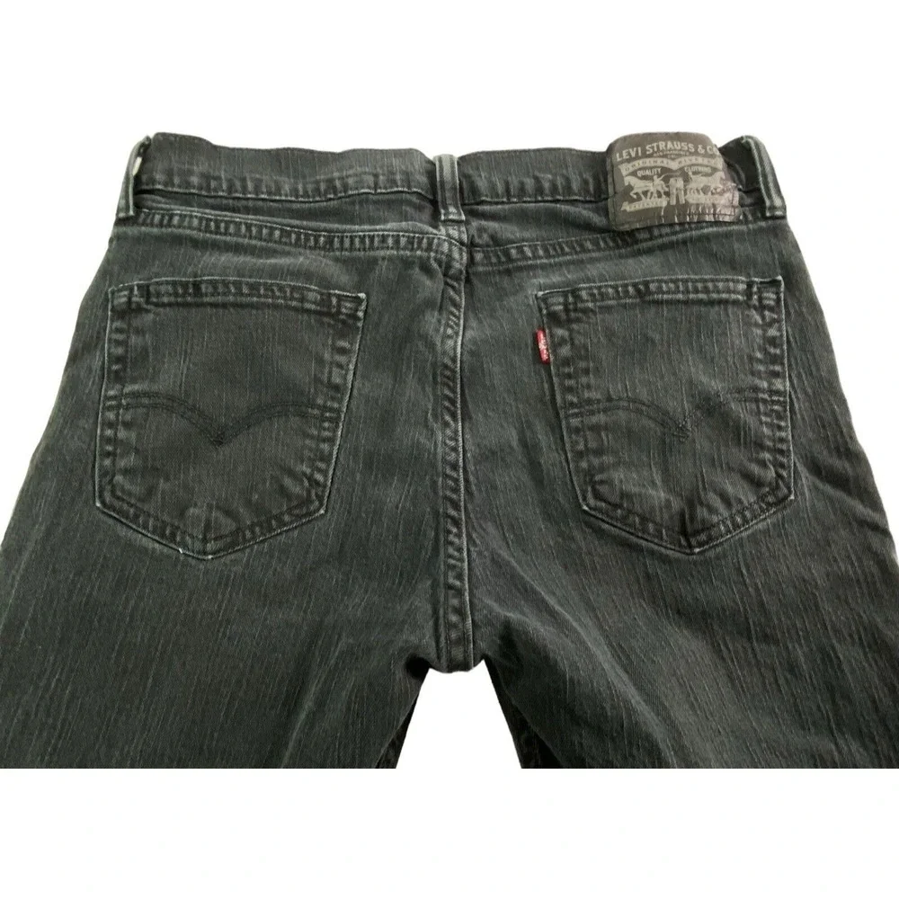 LEVI'S Men 5 Pocket Zip Button Closure Straight Leg Denim Jeans Sz 32 Black 5-30